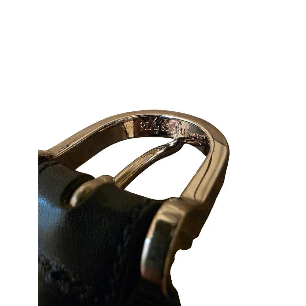 Vintage Ralph Lauren Navy Sterling Silver Stirrup Buckle Belt Italy‎ 90s Y2K M